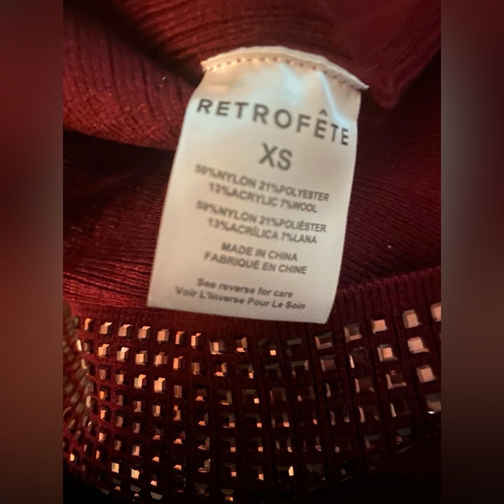 RetroFête Rue Burgundy Sequin Mini Dress XS | Designer Evening (As Is) - Picture 14 of 15